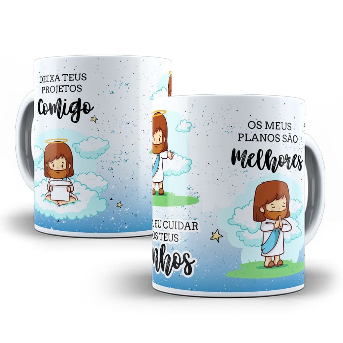 Nome do produto: Caneca Louvor Deixa - Teus Projetos Comigo - Eu Cuidar dos Teus Sonhos - Os Meus Planos São Melhores