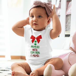 Nome do produtoBody Bebê 100% Algodão - Primeiro Natal com Papai e Mamãe - Menina