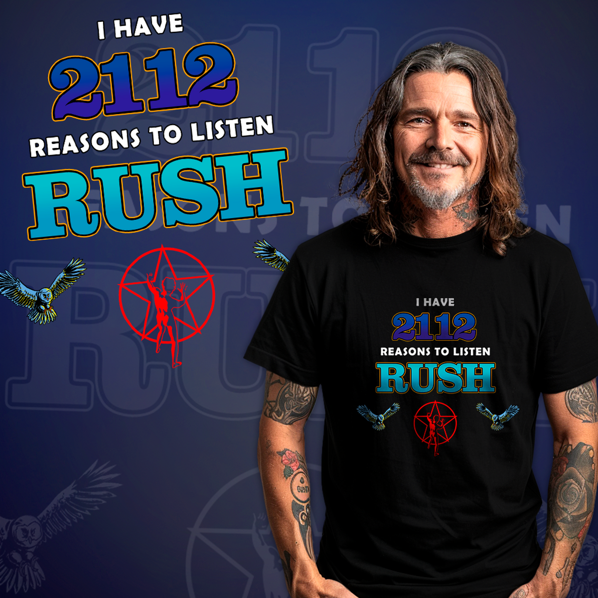 Nome do produto: Camisa RUSH 2112 Reasons to listen - Adulto