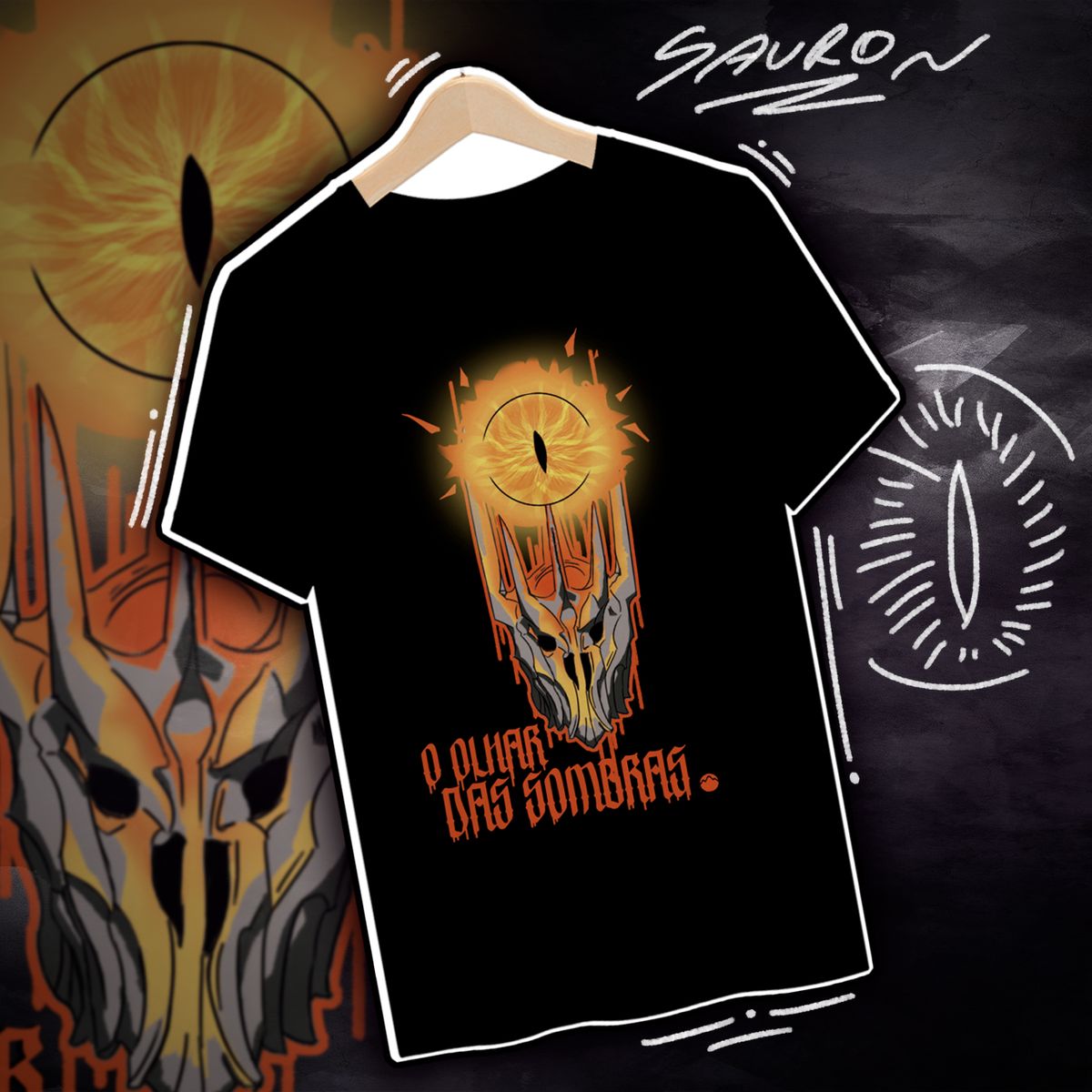 Nome do produto: Camiseta Sauron Olhar das Sombras