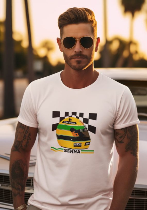 Camiseta Senna capacete gride 