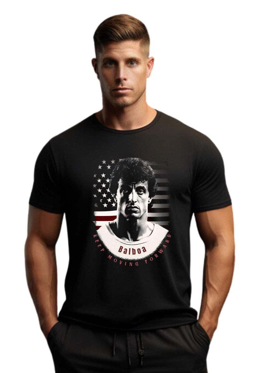 Nome do produto: Camiseta Stallone Face Balboa Keep Moving Forward