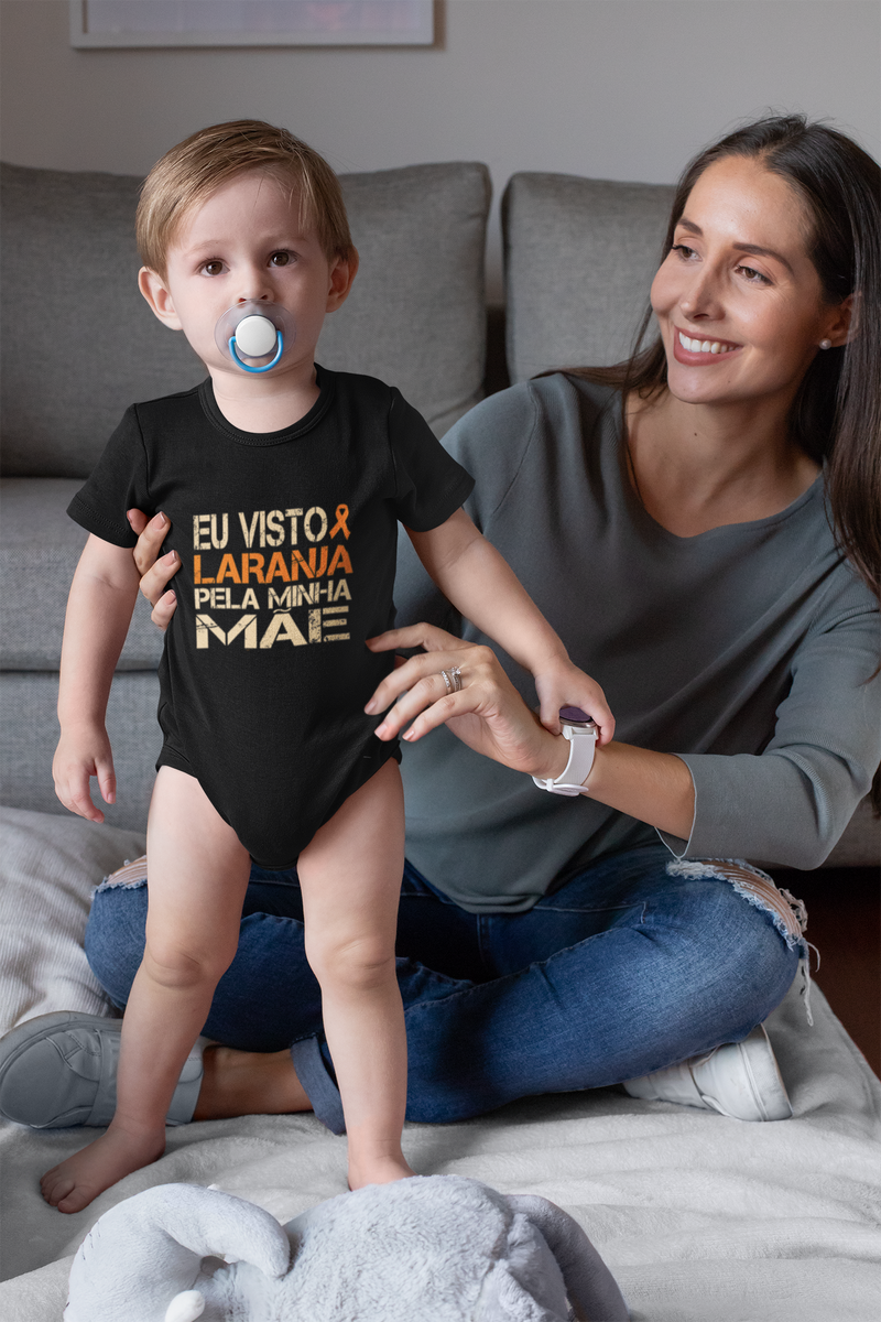 Nome do produto: Eu visto laranja pela minha mãe -- Body Infantil Preto