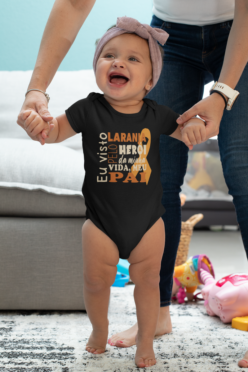 Nome do produto: Eu visto laranja pelo meu pai -- Body Infantil Preto