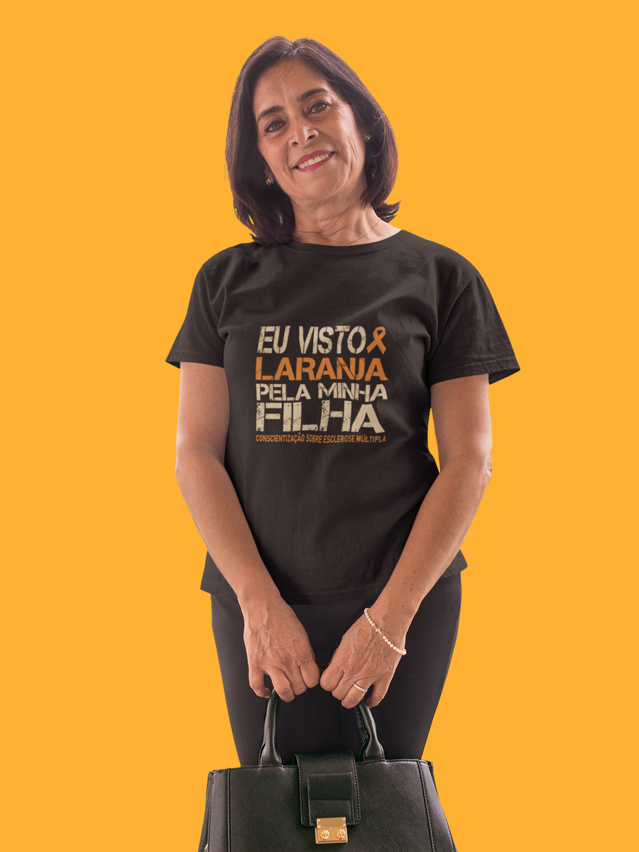 Nome do produto: Eu visto laranja pela minha filha -- Premium Baby Look Preta