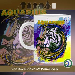 TIGRE - Signo Aquário - Cor & Luz - Caneca