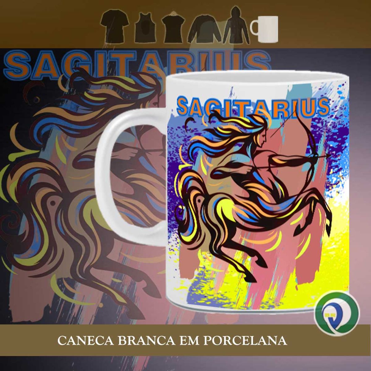 Nome do produto: CENTAURO - Signo Sagitário - Cor & Luz - Caneca