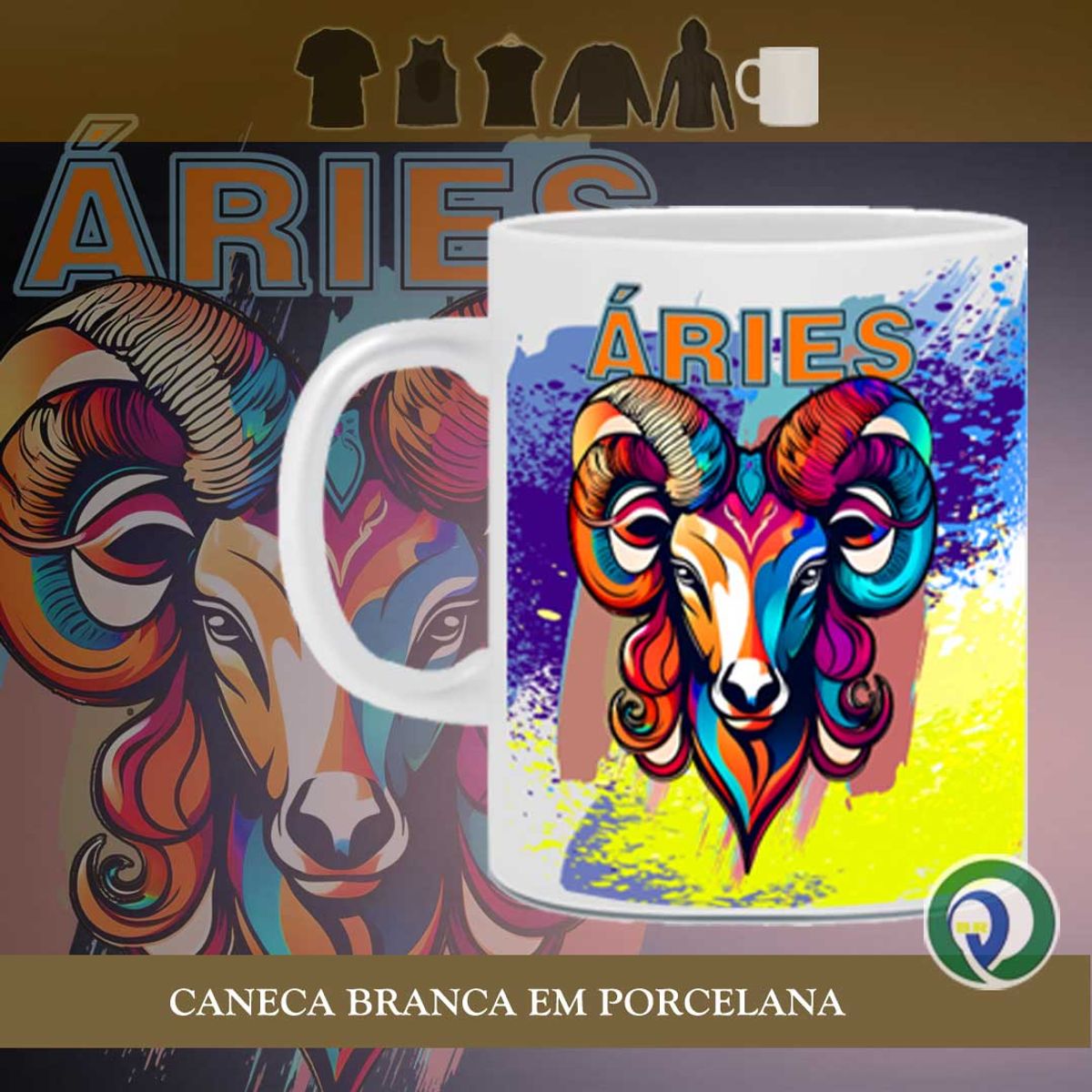 Nome do produto: CARNEIRO - Signo Áries - Cor & Luz - Caneca