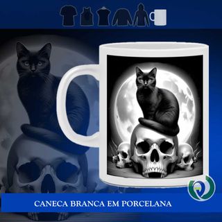 GATO Preto Caveira 01 - Caneca
