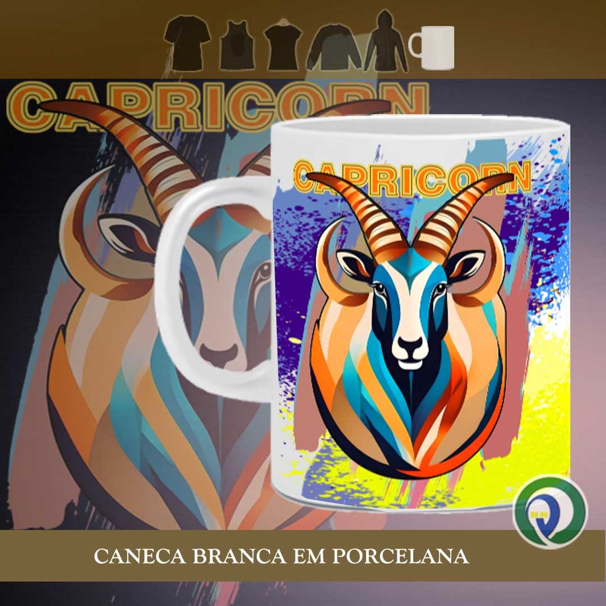 Nome do produto: CABRA - Signo Capricórnio - Cor & Luz - Caneca