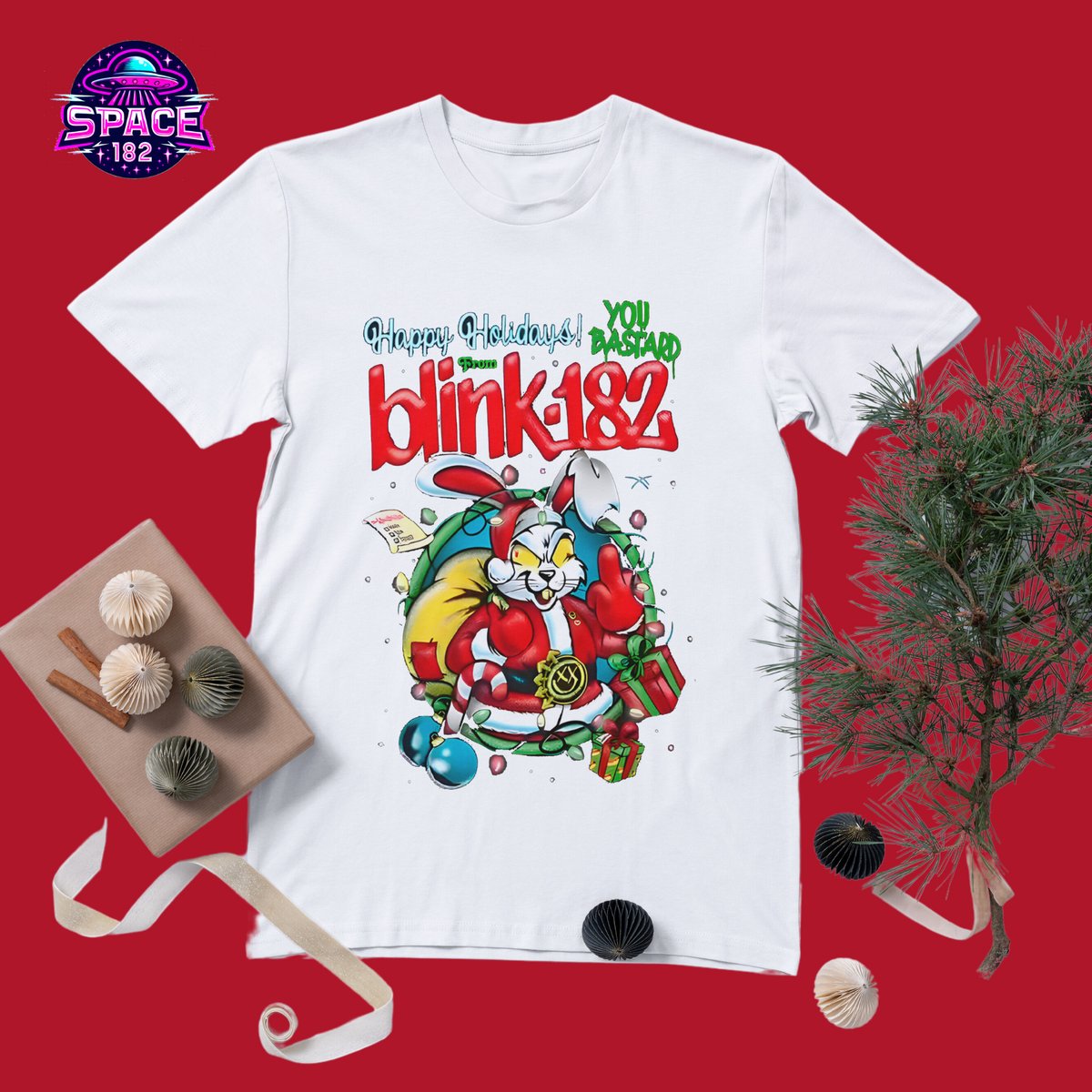 Nome do produto: Camiseta blink 182 Happy Holidays You bastard, Merry Christmas,, Para o Natal