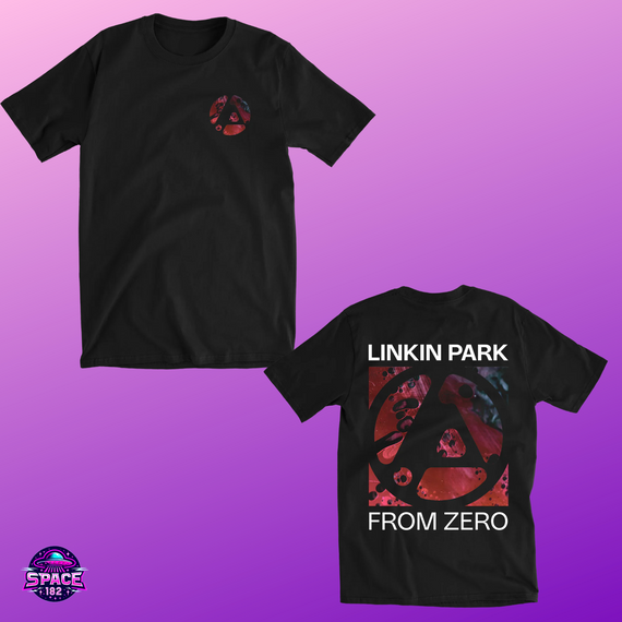 Camiseta Linkin Park, From Zero Promoção, Logo na Frente e Estampa nas costas