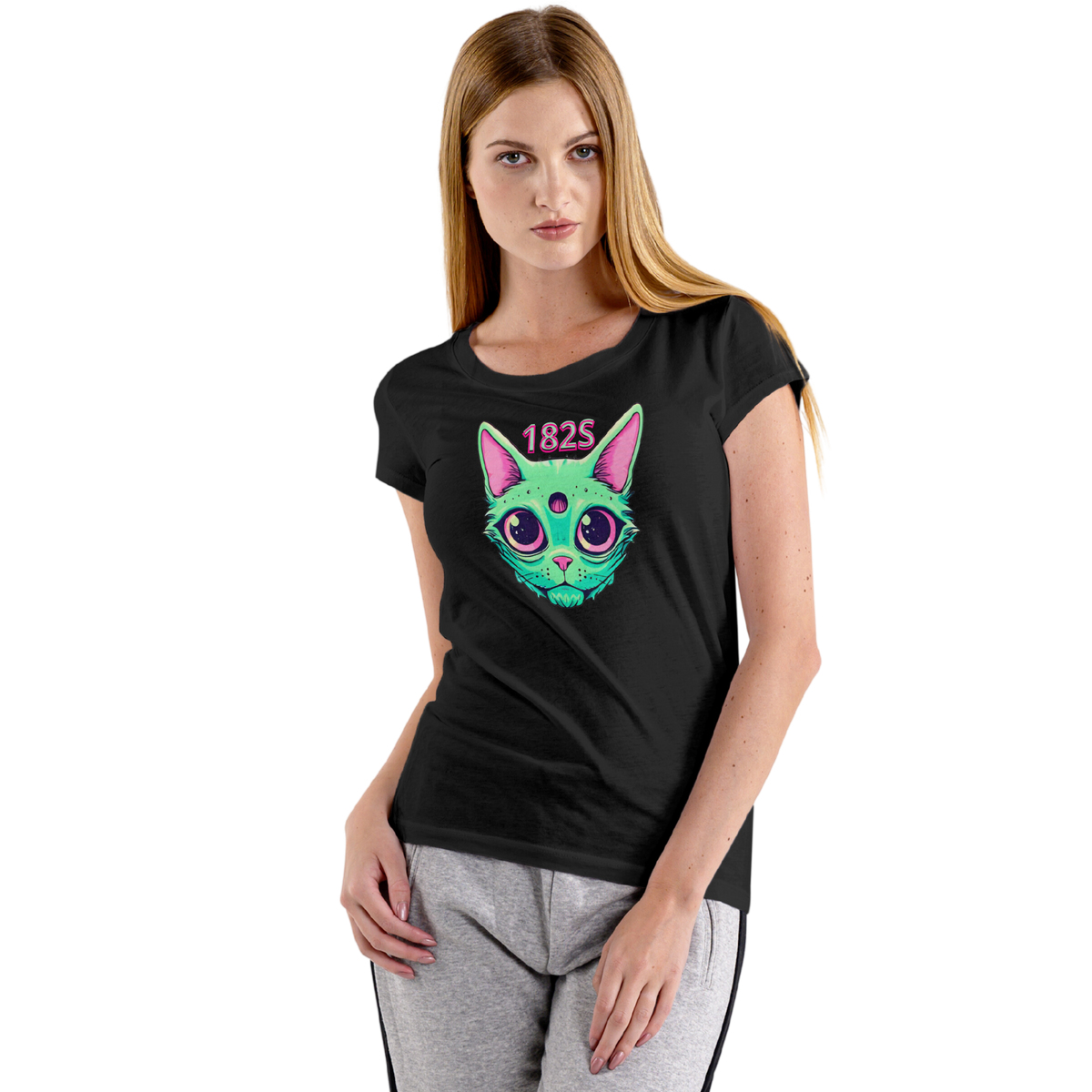 Nome do produto: Camiseta Gato Alien, Original Space182  Feminina , 182S , Cores Variadas SUPER PROMOçÂO