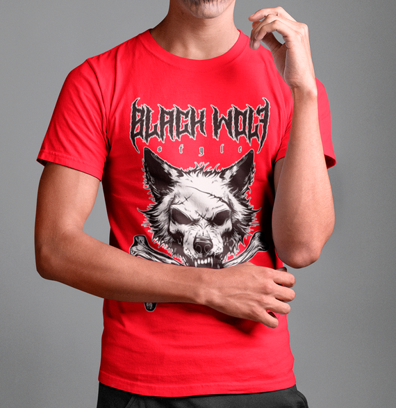 Camiseta - Black Wolf and Bones