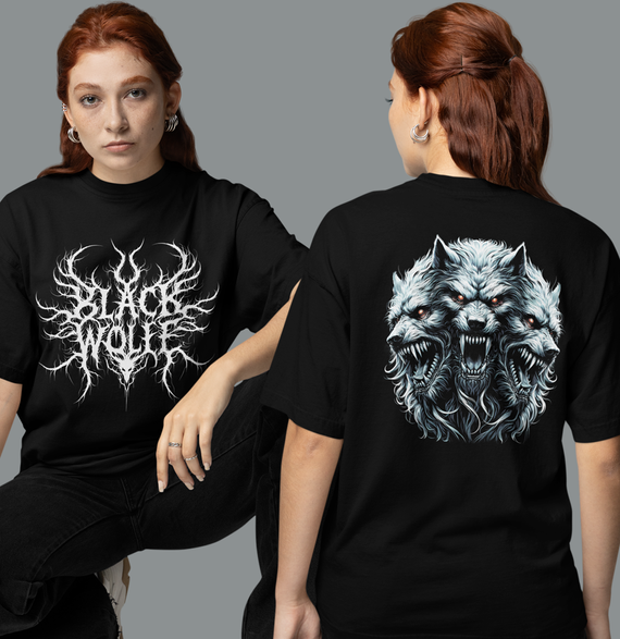 Camiseta Oversized (Unissex) - Black Wolf (Cerberus)