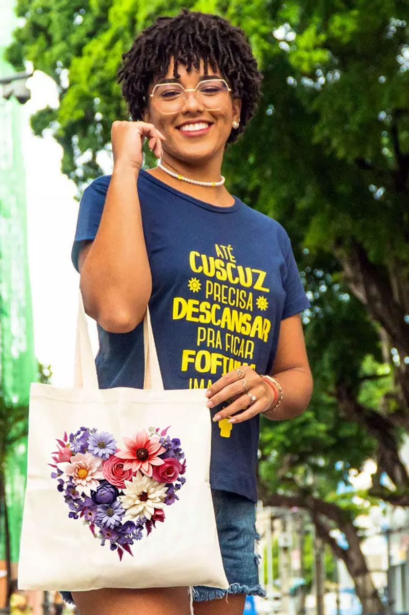 Nome do produto: Eco Bag - Coração de flores