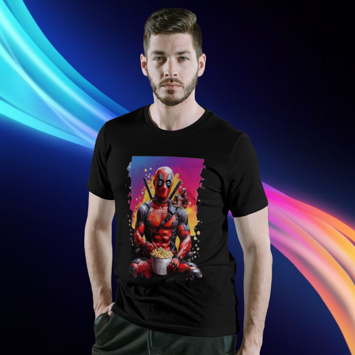 Nome do produto: Camiseta Deadpool Cinema - ESTAMPA EXCLUSIVA