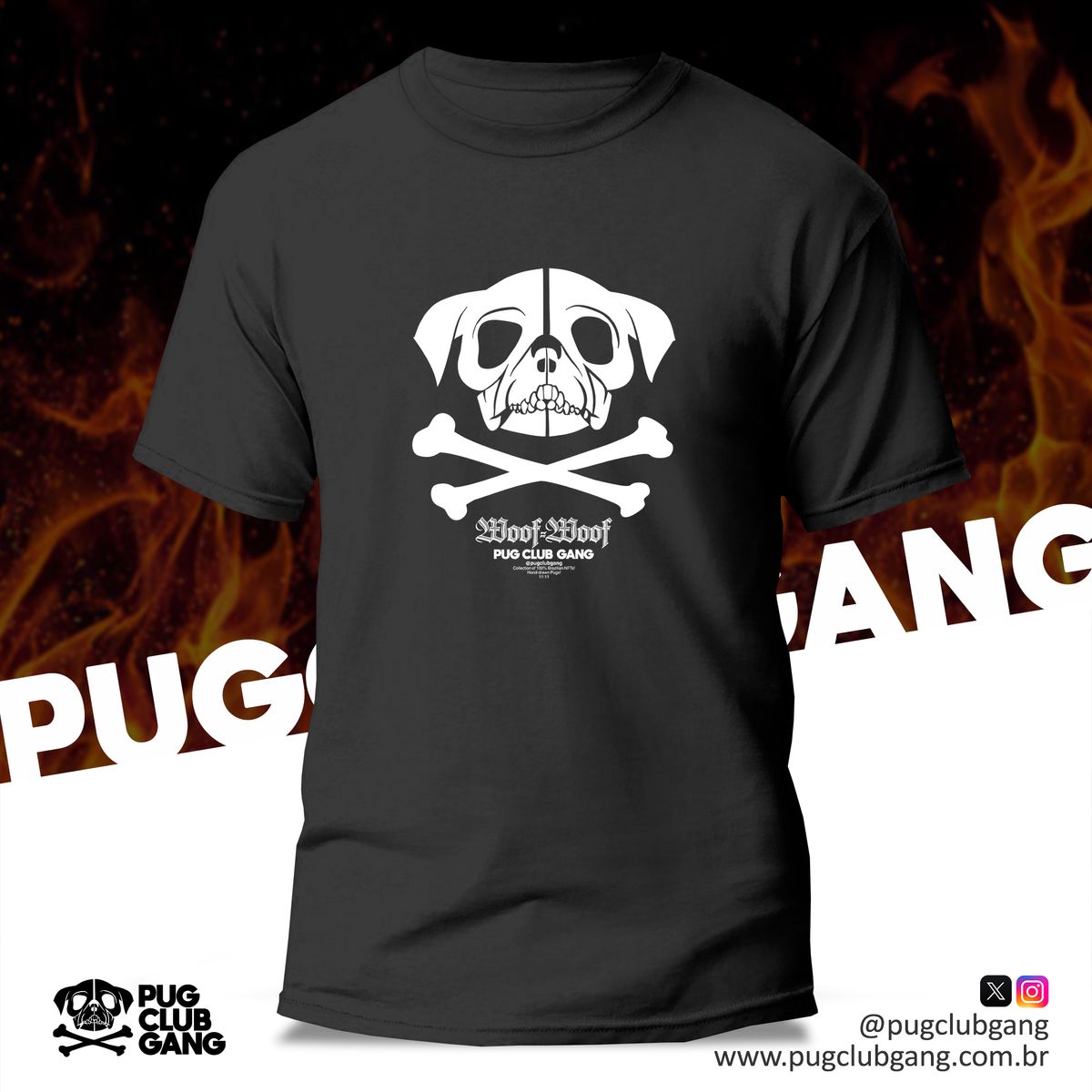 Nome do produto: Camiseta Pug Club Gang Brasão