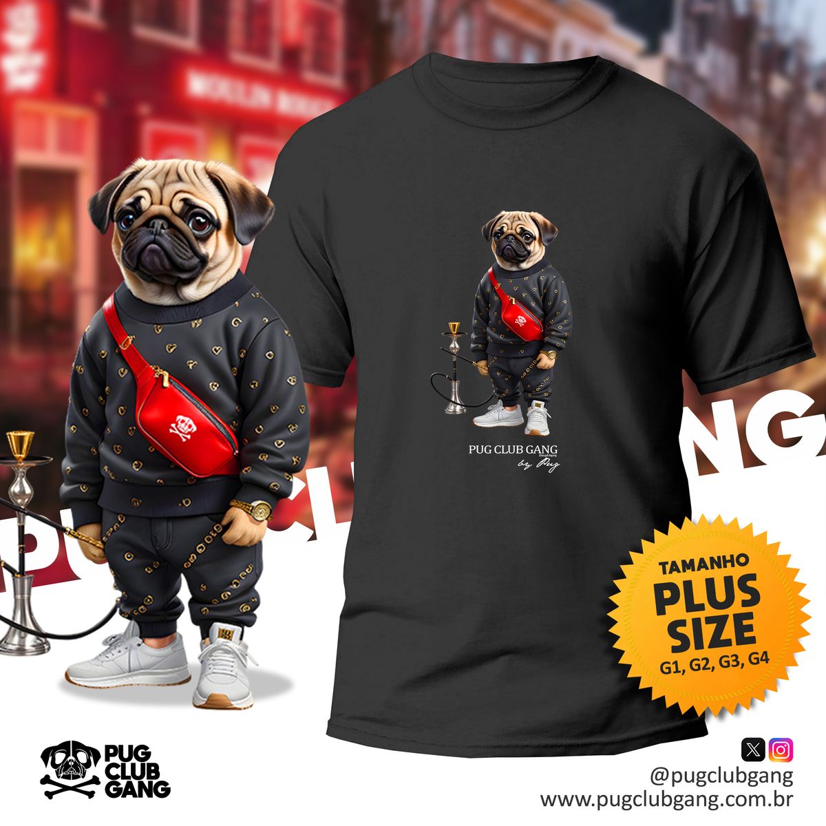 Nome do produto: Camiseta Pug - Pug Narguile - Plus Size