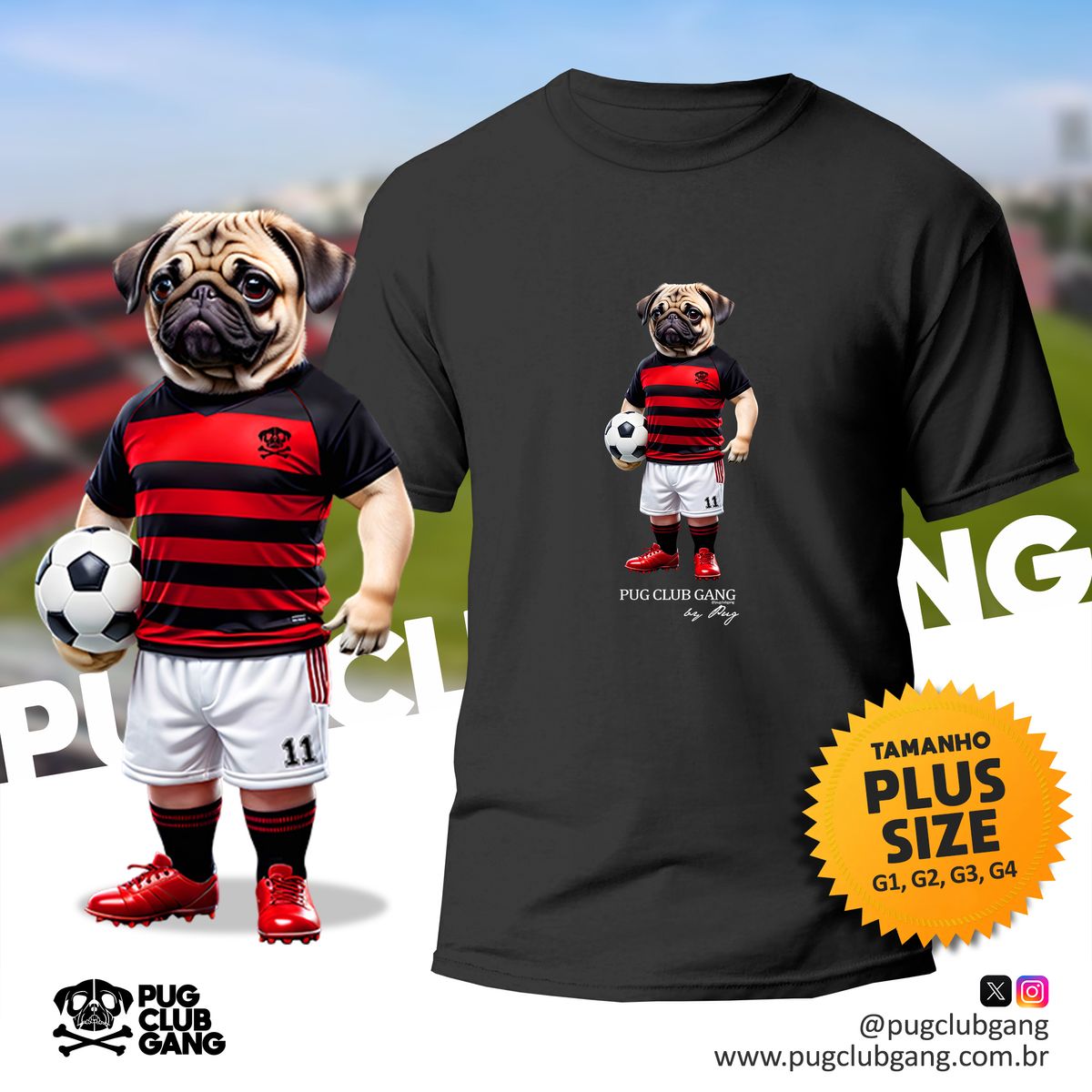 Nome do produto: Camiseta Pug - Pug Jogador - Plus Size