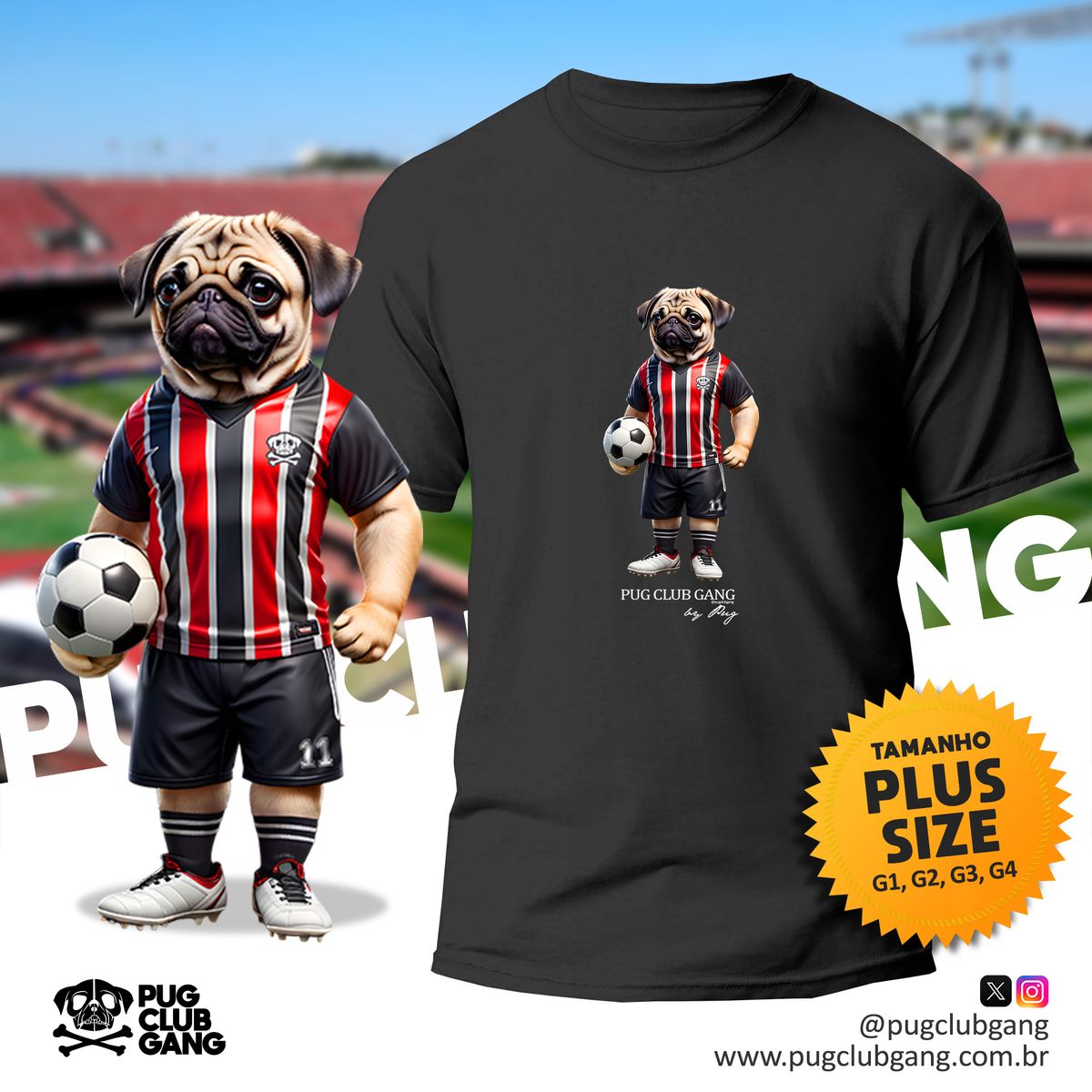 Nome do produto: Camiseta Pug - Pug Jogador - Plus Size