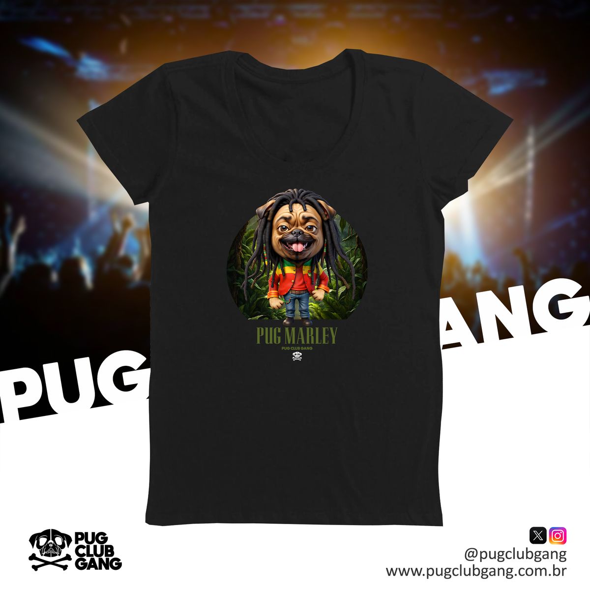 Nome do produto: Camiseta Baby Long Pug - Pug Marley