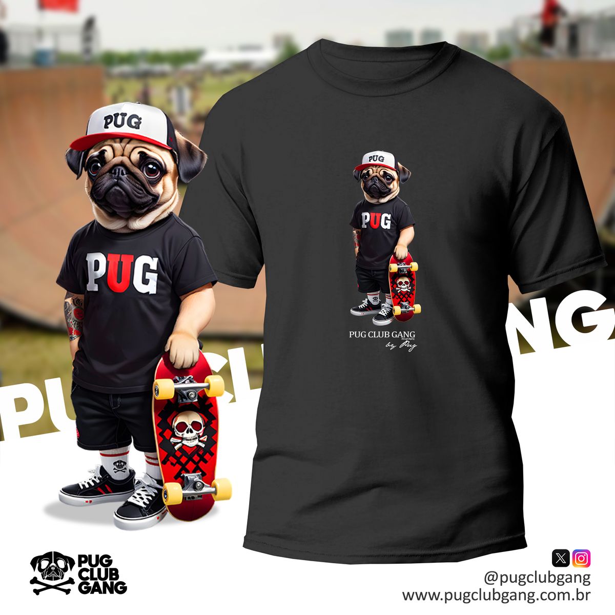 Nome do produto: Camiseta Pug - Pug Skate