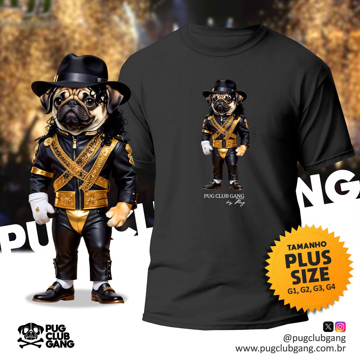 Nome do produto: Camiseta Pug - Pug Jackson - Plus Size