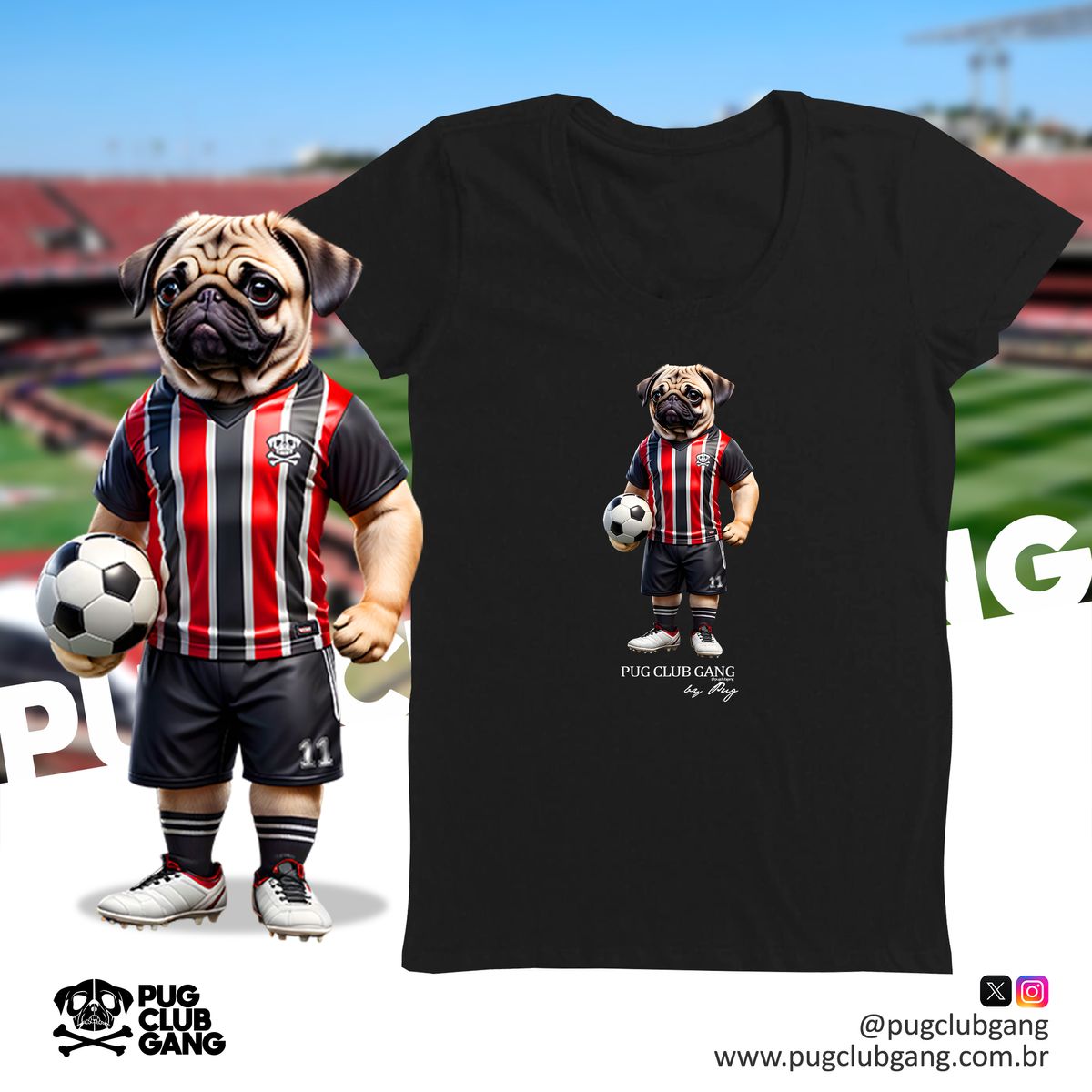 Nome do produto: Camiseta Baby Long Pug - Pug Jogador