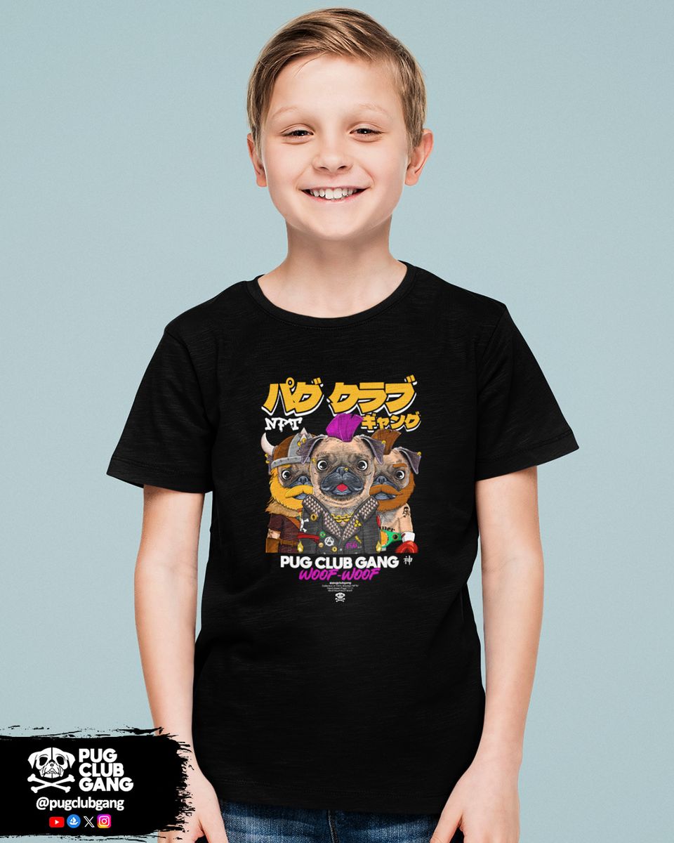 Nome do produto: Camiseta Infantil Pug Club Gang