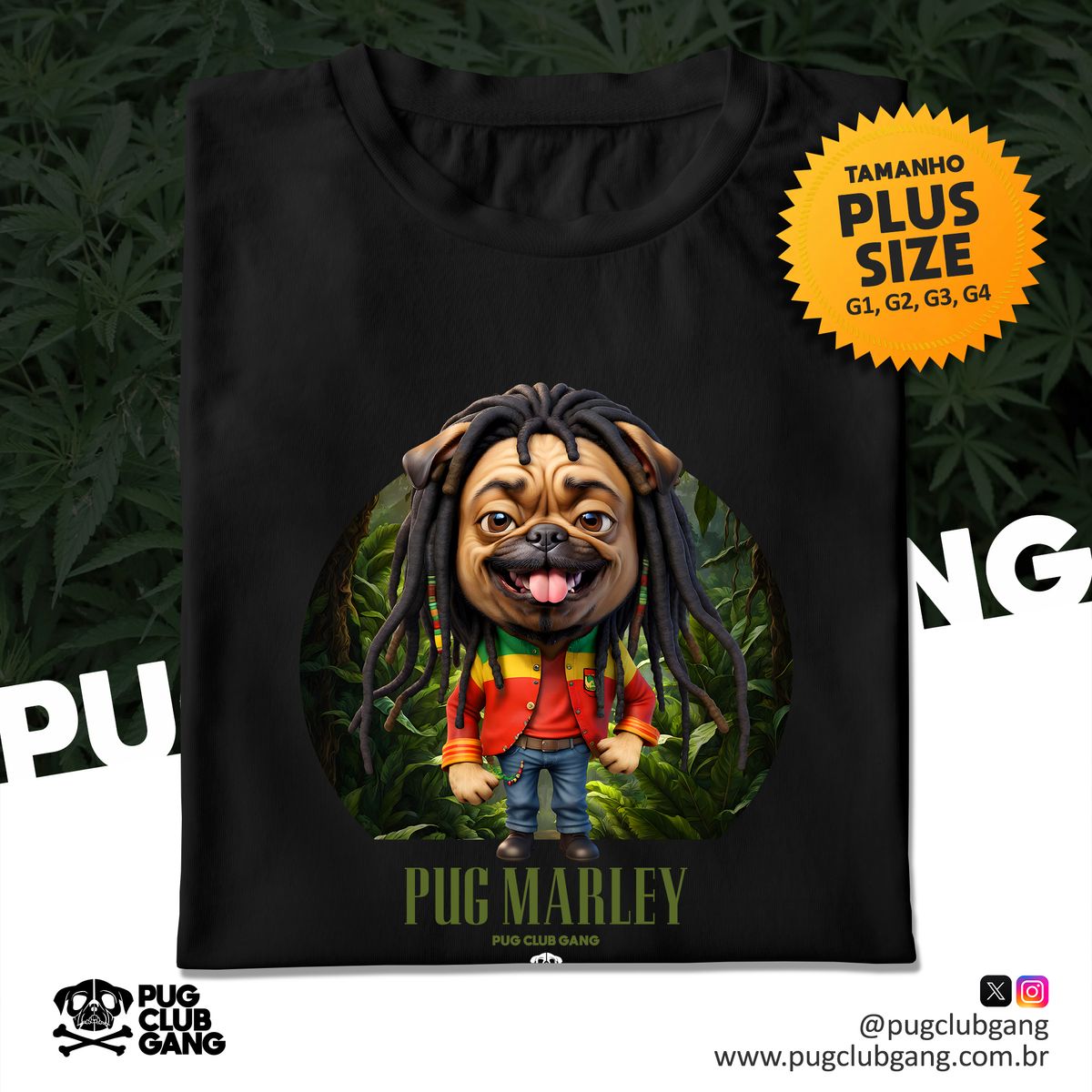 Nome do produto: Camiseta Pug - Pug Marley - Plus Size