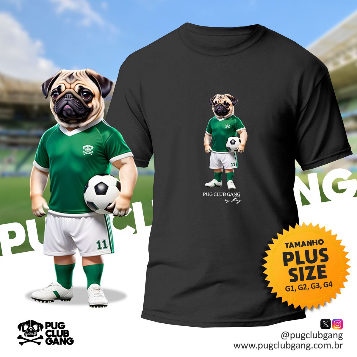 Nome do produto: Camiseta Pug - Pug Jogador - Plus Size