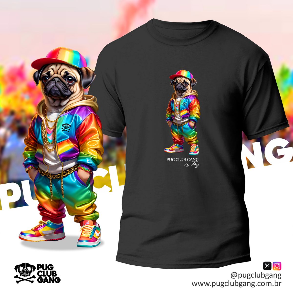 Nome do produto: Camiseta Pug - Pug Colors