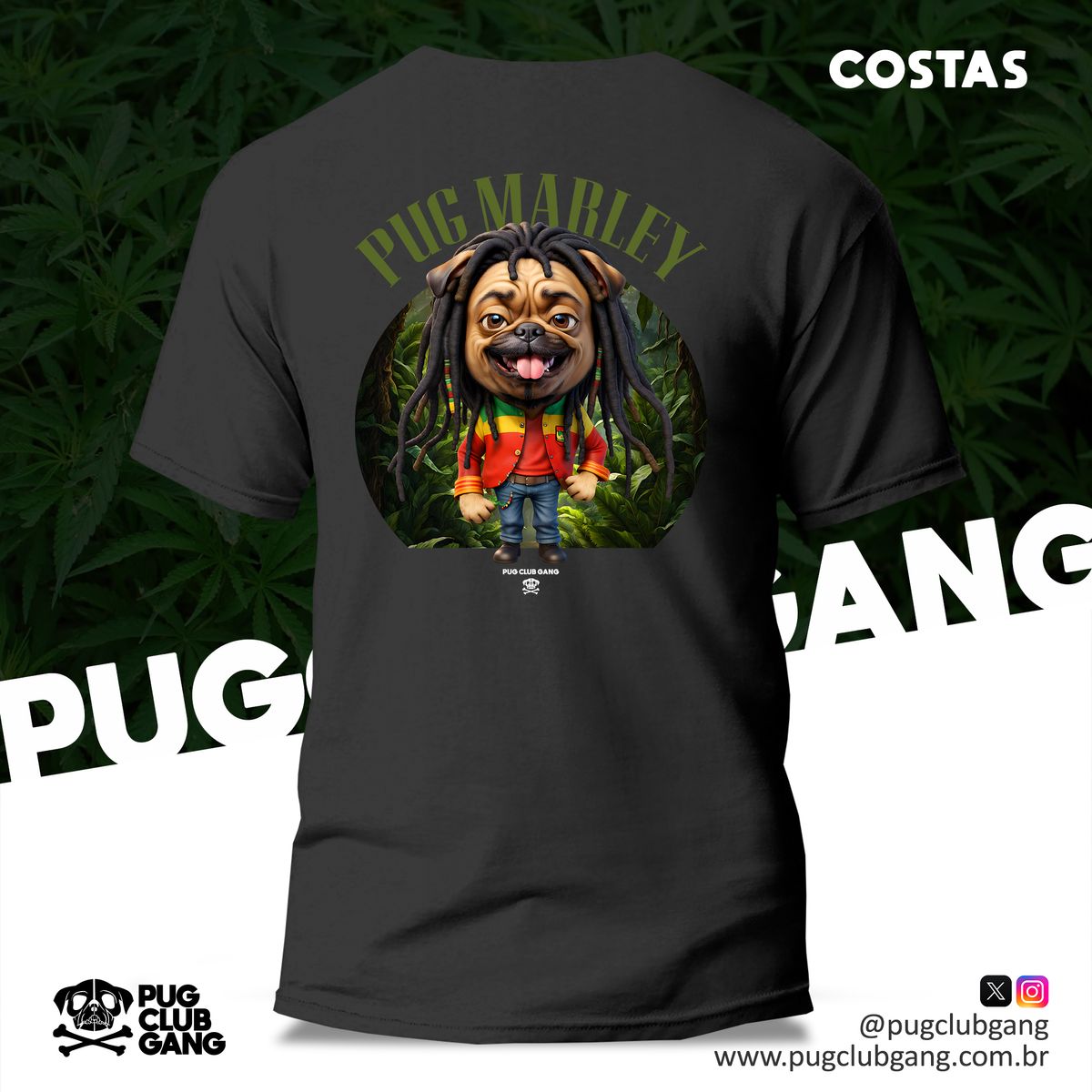 Nome do produto: Camiseta Pug (Costas)- Pug Marley