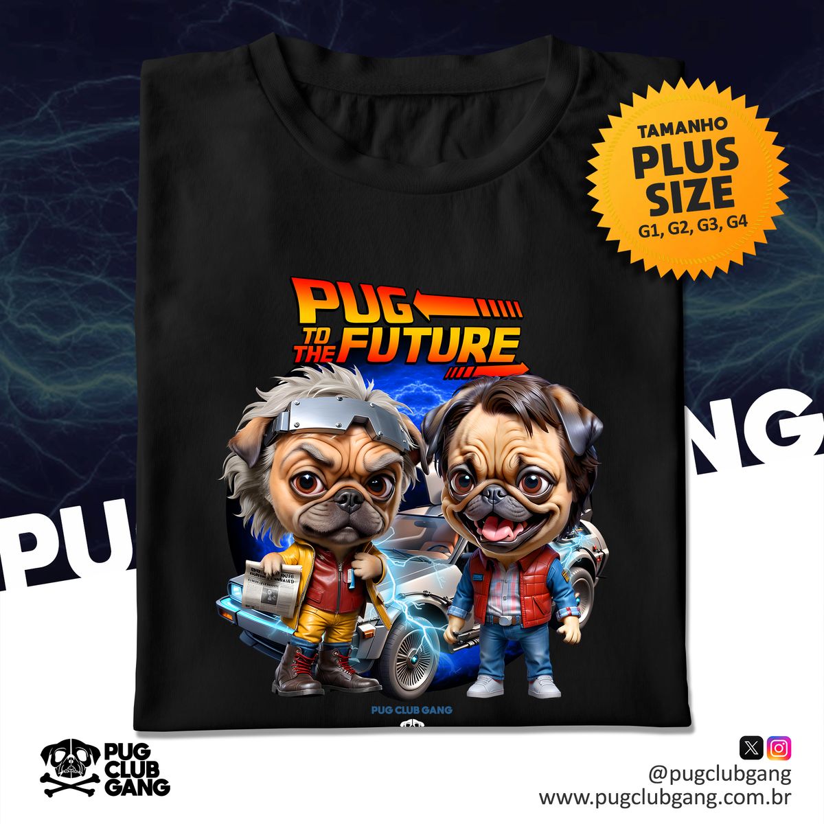 Nome do produto: Camiseta Pug - Pug to the Future - Plus Size
