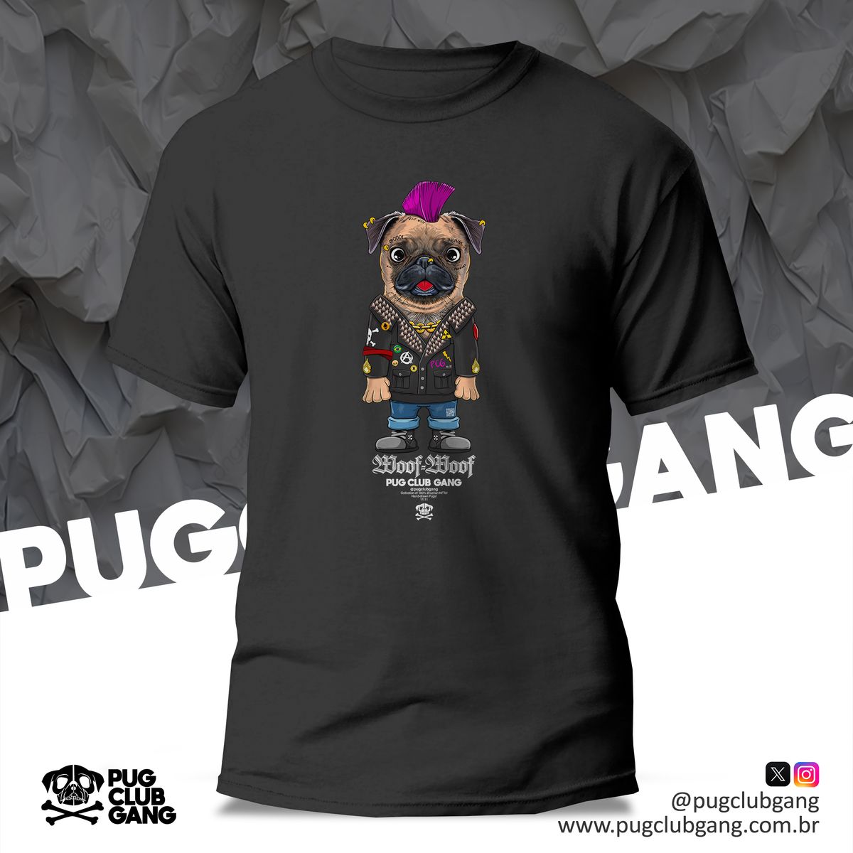 Nome do produto: Camiseta Pug Club Gang Oficial