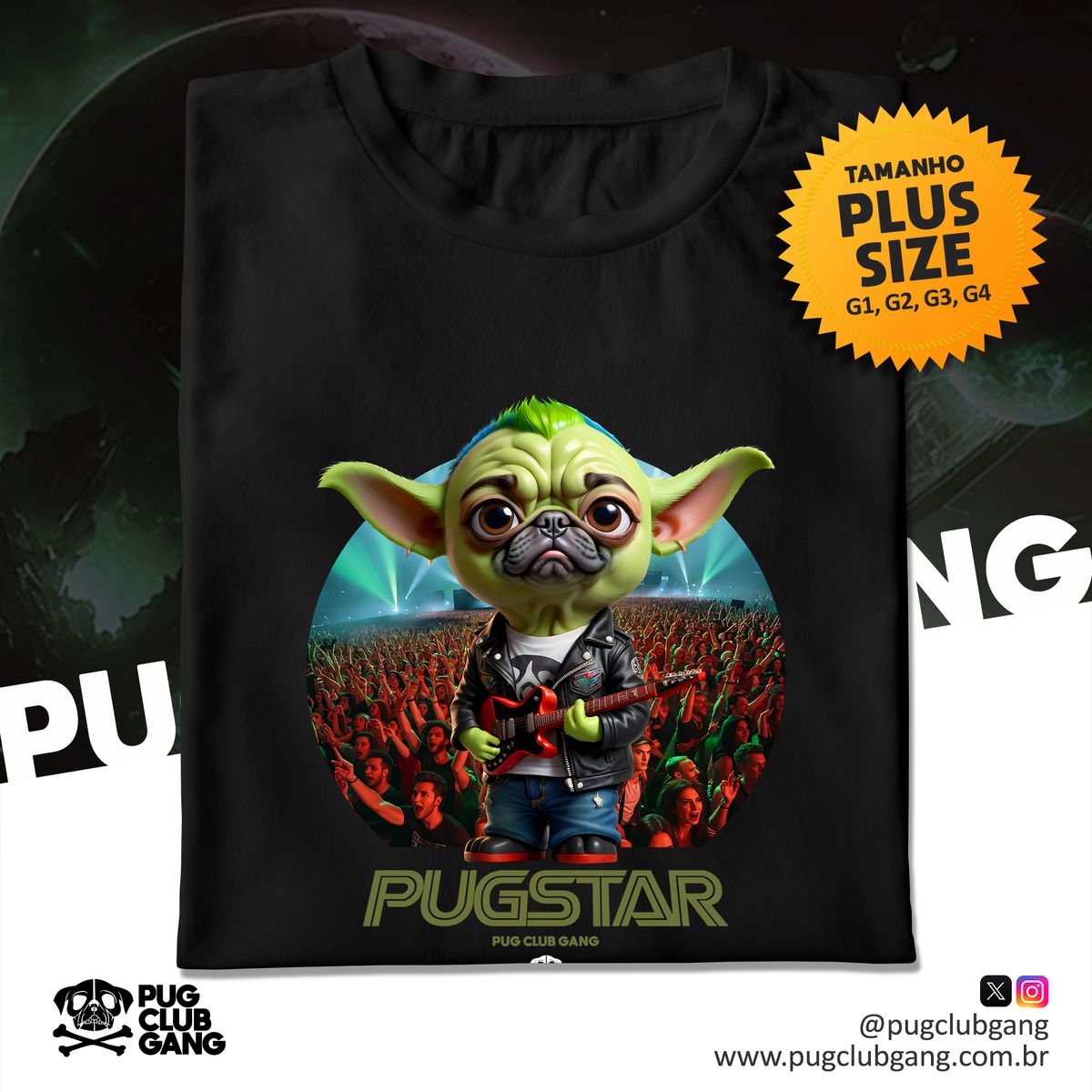 Nome do produto: Camiseta Pug - PugStar - Plus Size
