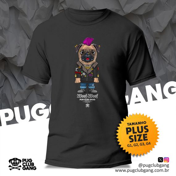 Camiseta Pug Club Gang Woof-Woof - Plus Size