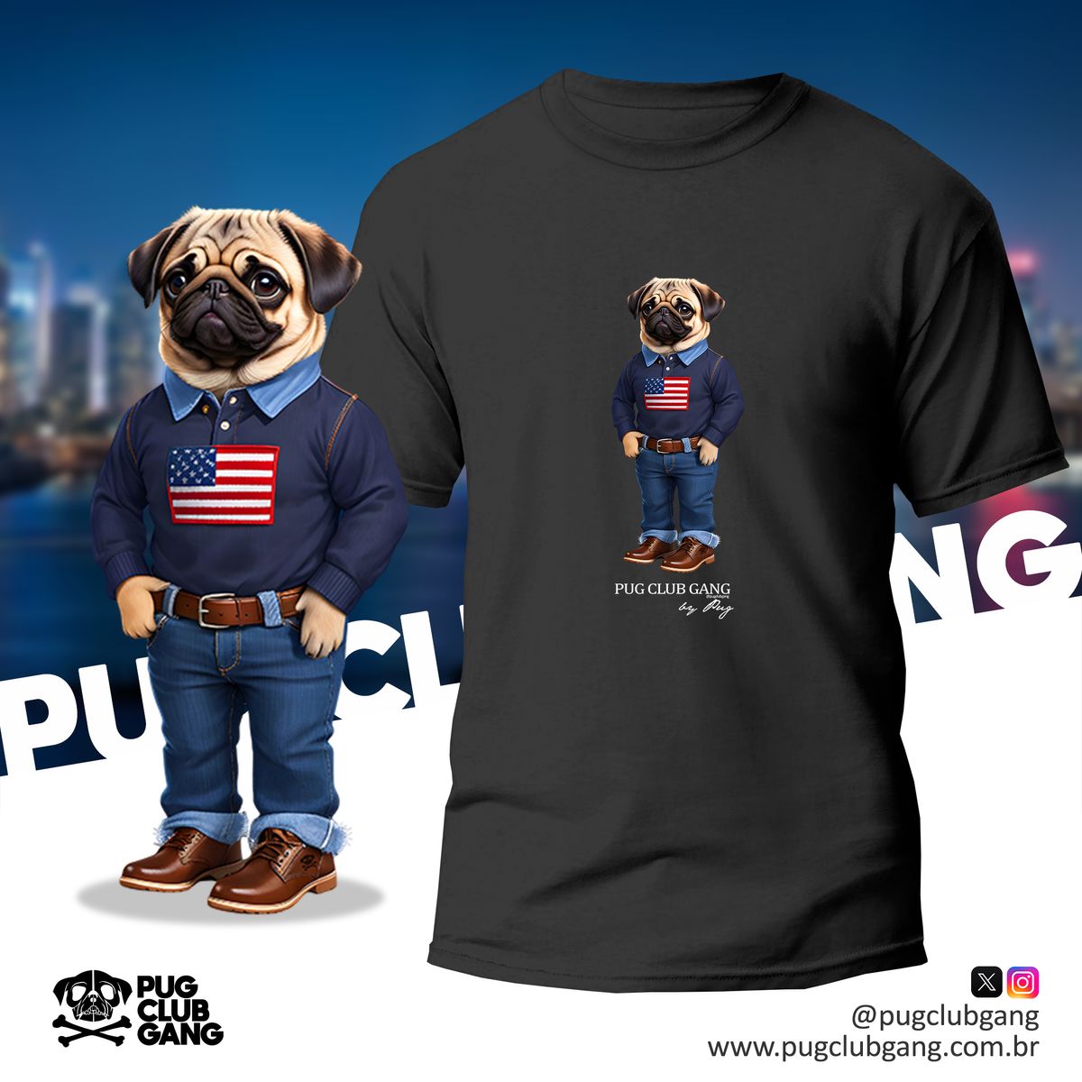 Nome do produto: Camiseta Pug - Pug U.S.A.