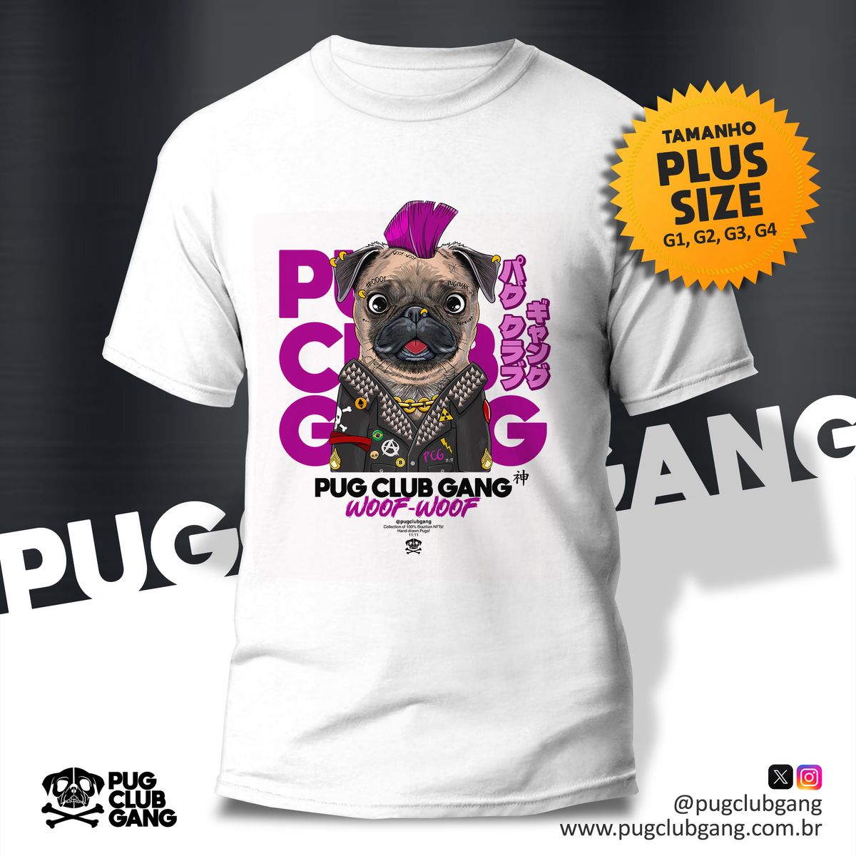 Nome do produto: Camiseta Pug Punk - Plus Size