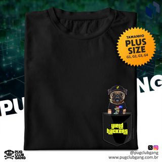 Camiseta Collab Plus Size - Yield Hackers & Pug Club Gang - Bolso Fake 