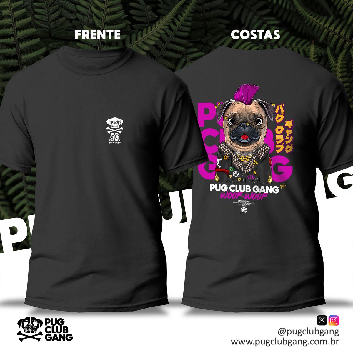 Nome do produto: Camiseta Pug - Pug Club Gang Frente e Costas Pug 0001