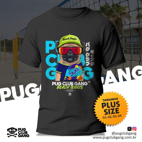Camiseta Pug Beach Tennis - Plus Size
