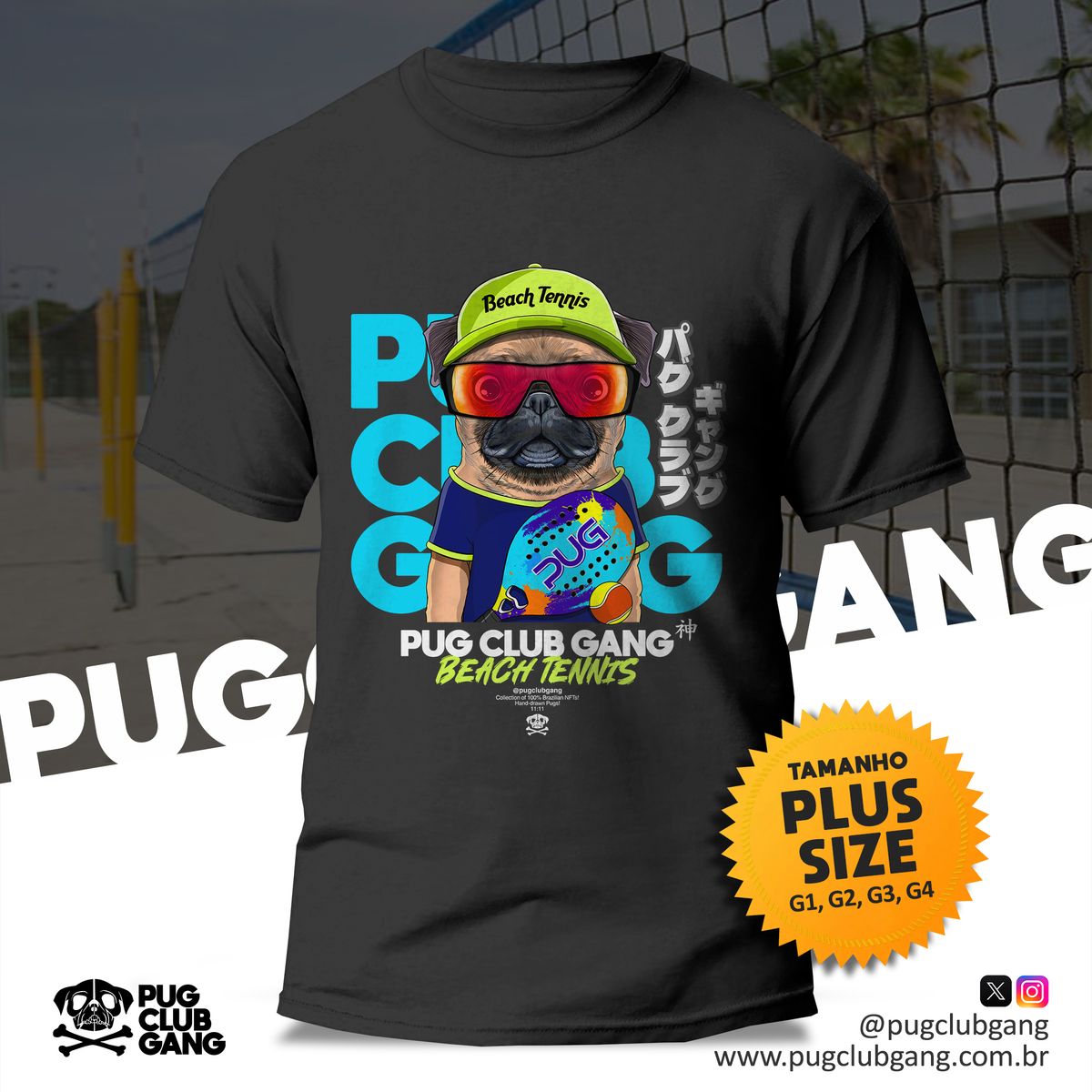 Nome do produto: Camiseta Pug Beach Tennis - Plus Size