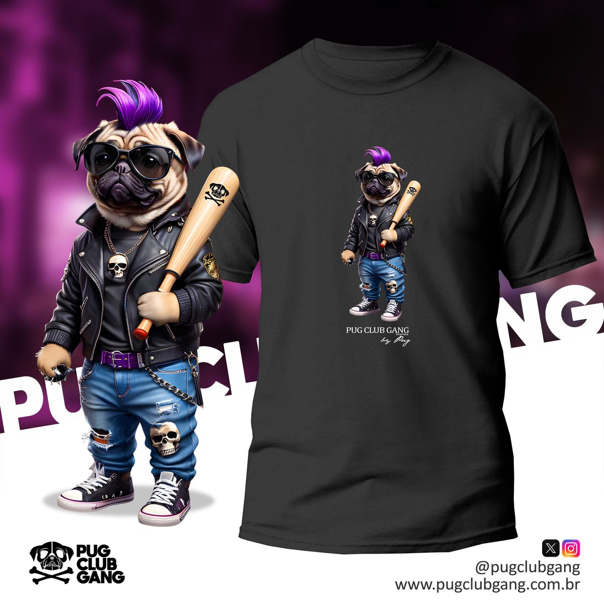 Nome do produto: Camiseta Pug - Pug Punk 0001