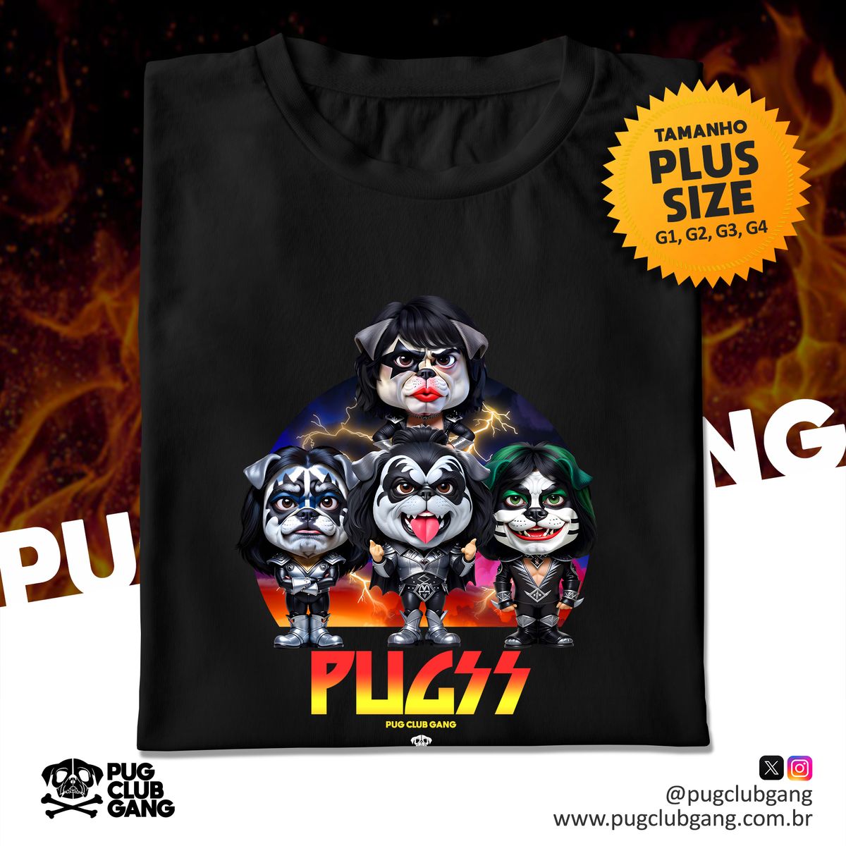 Nome do produto: Camiseta Pug - Pugss - Plus Size