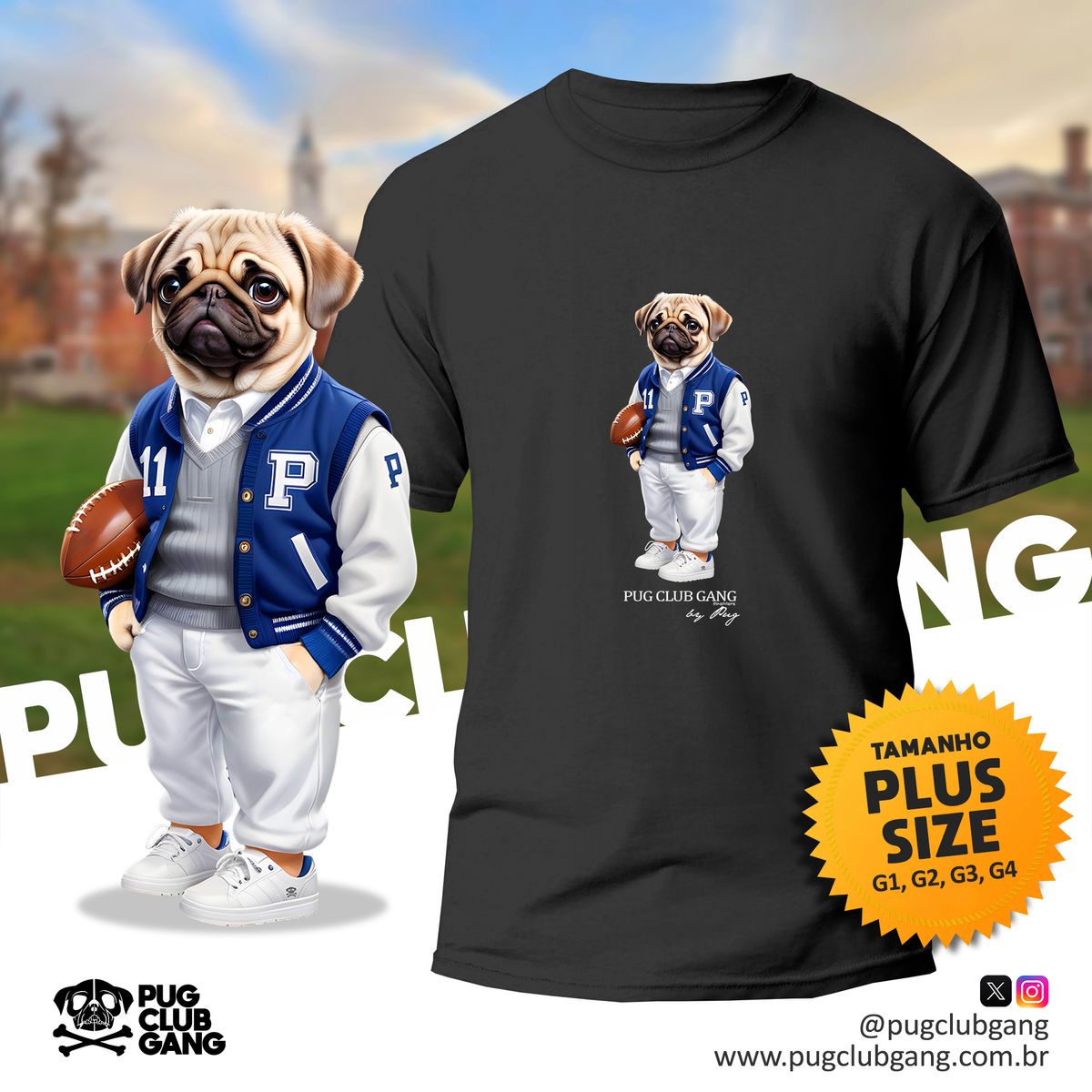 Nome do produto: Camiseta Pug - Universidade Pug - Plus Size