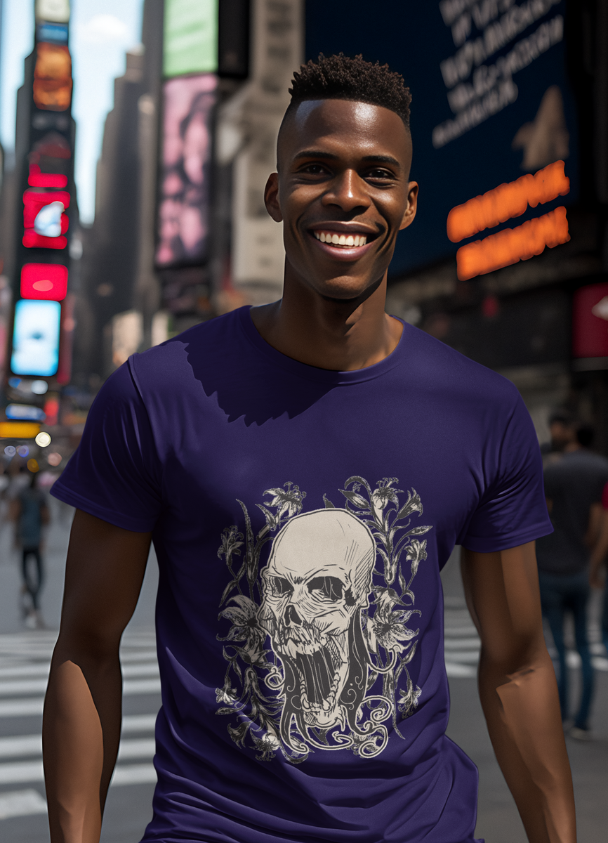 Nome do produto: T-Shirt - Quality - Flowers Skull