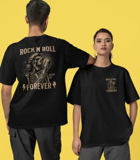 Camiseta Unissex Rock and Roll Fovever  (Frente e Costas)