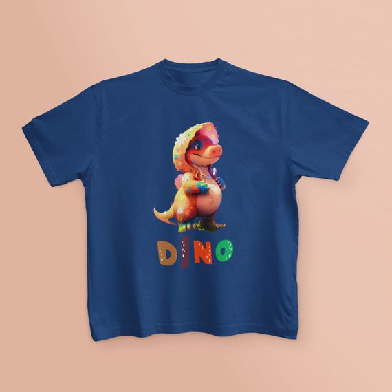 Aventura Jurássica: Camiseta Infantil com Gráfico 3D de Dinossauro Carinhoso